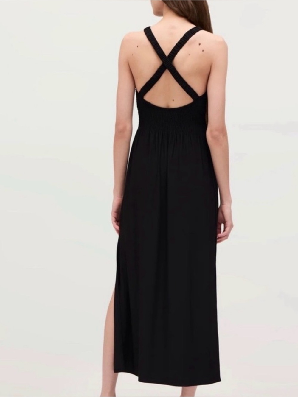 Hill House Nap Dress Black Cross-Back Maxi Dress Small